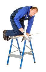 man sawing