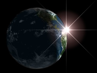sunrise on the earth planet