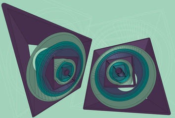 Abstract 3D circle and square background