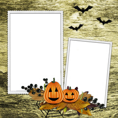 Halloween frame on  textured background