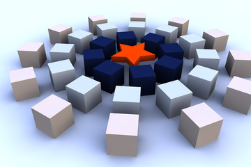 3d würfel mit stern in rot