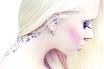 Beautiful blonde with piercing
