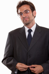Young attractive twenties caucasian man in business suit