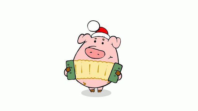 Piggy play accordion while celebrating New Year