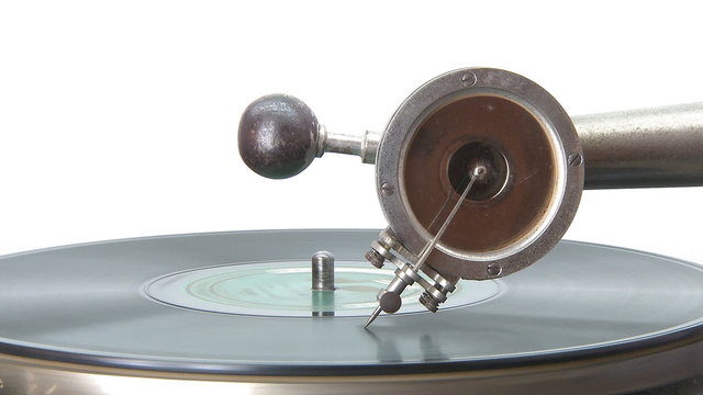 Antique Gramophone playing a disc
