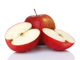 Two Red Apples One Halved