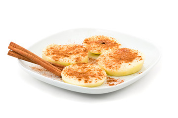 Apple slice with cinnamon