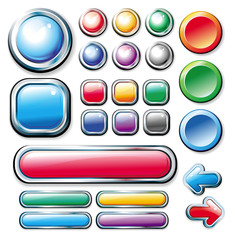 Collection of colored, glossy web elements