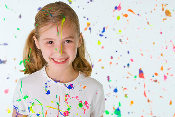 cute girl in splattered paint