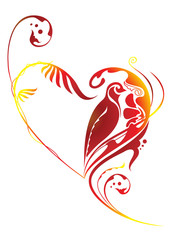 Illustration of lonely heart in floral