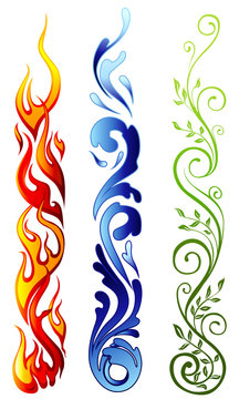 Naklejki fire water and nature elements