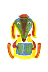 本を読む犬の手描きイラスト