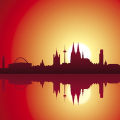 Obraz premium Köln Skyline - Sonnenutergang