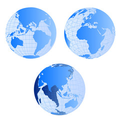 world continents on earth globes