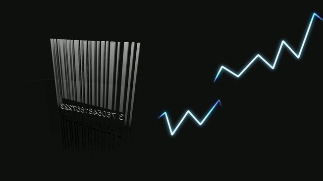 3D barcode black background line flow animation