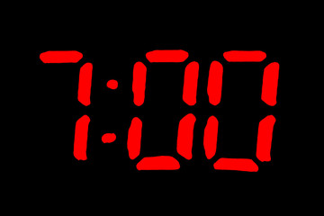 Seven o clock in digital format on black