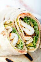 Tortilla Wrap Cut in Half.