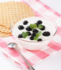 Yogurt with berries.
