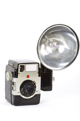 Old camera isolated on white.