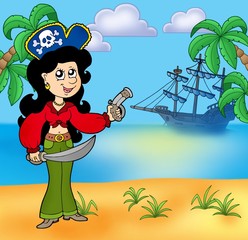Piratenmeisje op het strand 1