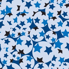 Seamless vector texture with stars in circles