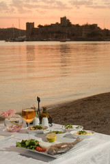 dinner table at the bodrum beach