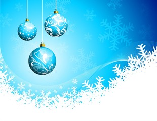 Christmas illustration with shiny glass balls.