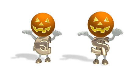 Fototapeta premium Mr Dollar and Euro in Helloween masks