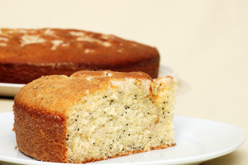 single slice of lemon poppy seed cake