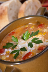 Corn and red chilli chowder