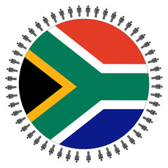 South African flag with people