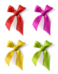 Red silk ribbon bow