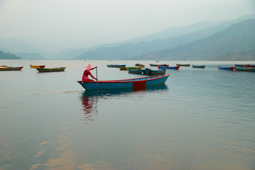 Wooden boats on the lake