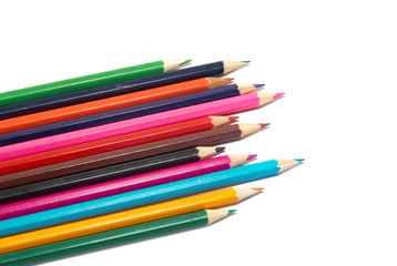 Raw of colored pencils