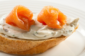 Sandwiches - bread with cream cheese and smoked salmon