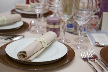 Wedding dinner in beige