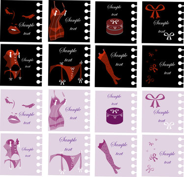 Glamour sexy woman lingerie cards, ,fake paper, note with gift b