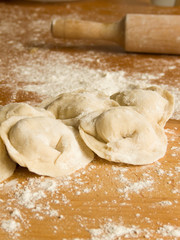 Ukrainian national dish varenyky (ravioli). Shallow DOF.