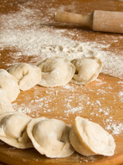 Ukrainian national dish varenyky (ravioli). Shallow DOF.