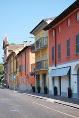 Colored houses, Castelleone, Italy