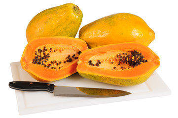 Papaya. Clipping path.