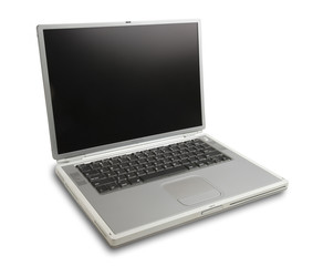silver laptop computer with clipping path
