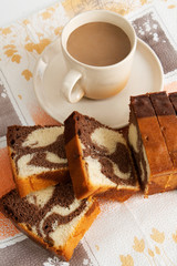 Cake with milk coffee