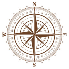 Brown compass rose isolated on white © Makhnach