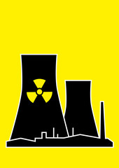 Nuclear power plant silhouette