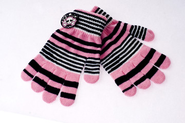 pink winter gloves