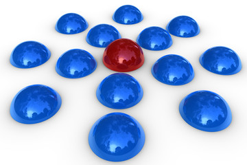 3d Kugel in rot und blauer farbe