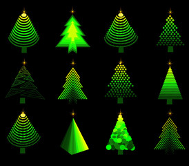 set of vector christmas trees