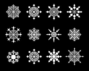 set of isolated snowflakes / vector illustration