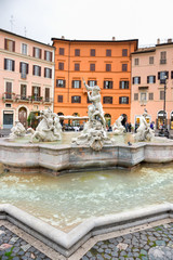 Fototapeta na wymiar Neptune fountain in Piazza navona, Rome, Italy.